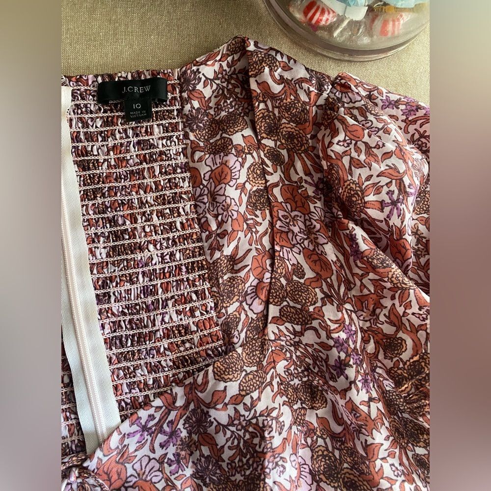 J. Crew  Sweetheart Midi Dress 3/4 Sleeve Floral Pink Stretch Sz 10 - Picture 9 of 14